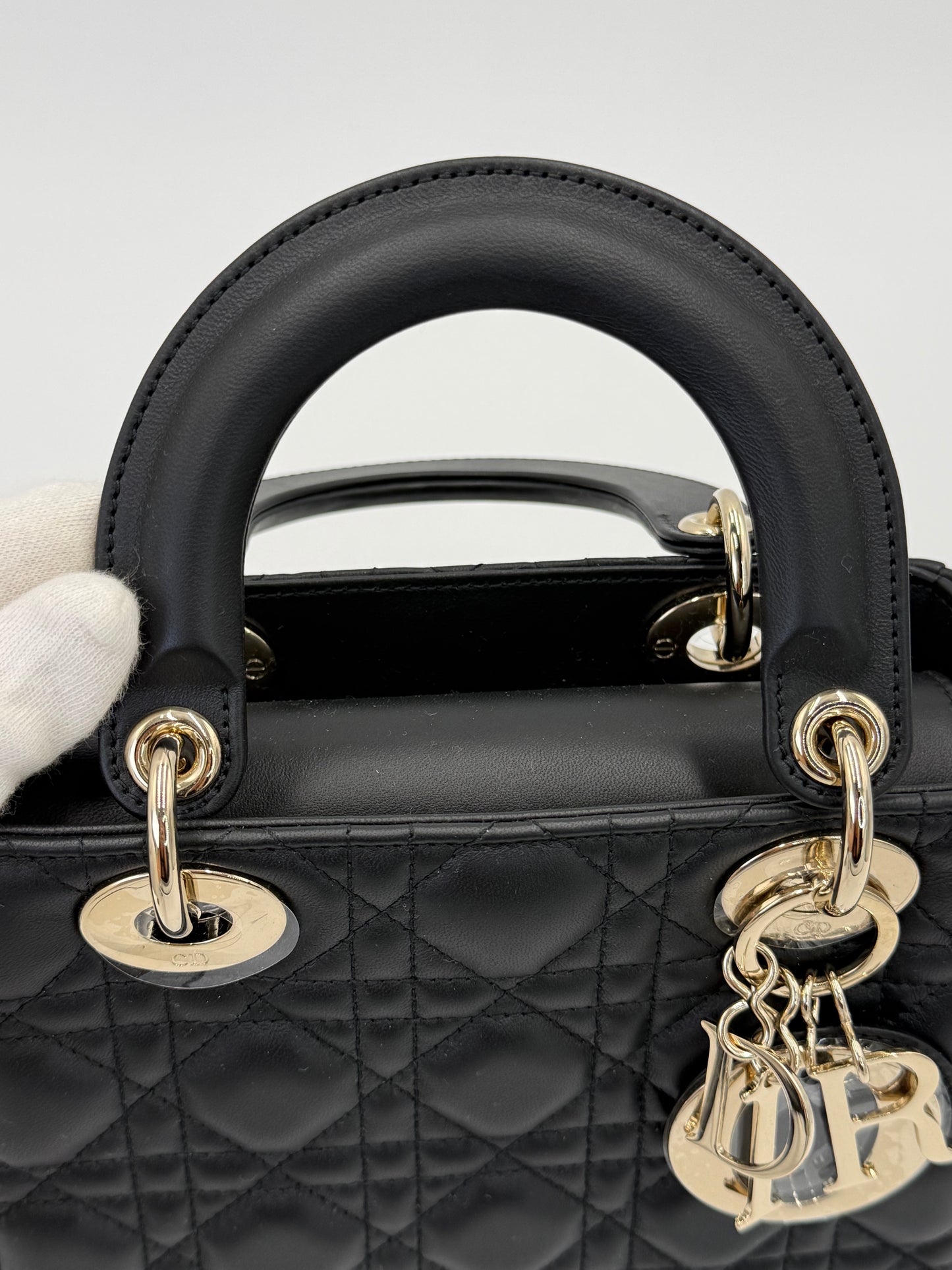 Dior Borsa Lady Dior Media in Pelle Cannage Nera - Pally Vintage Closet