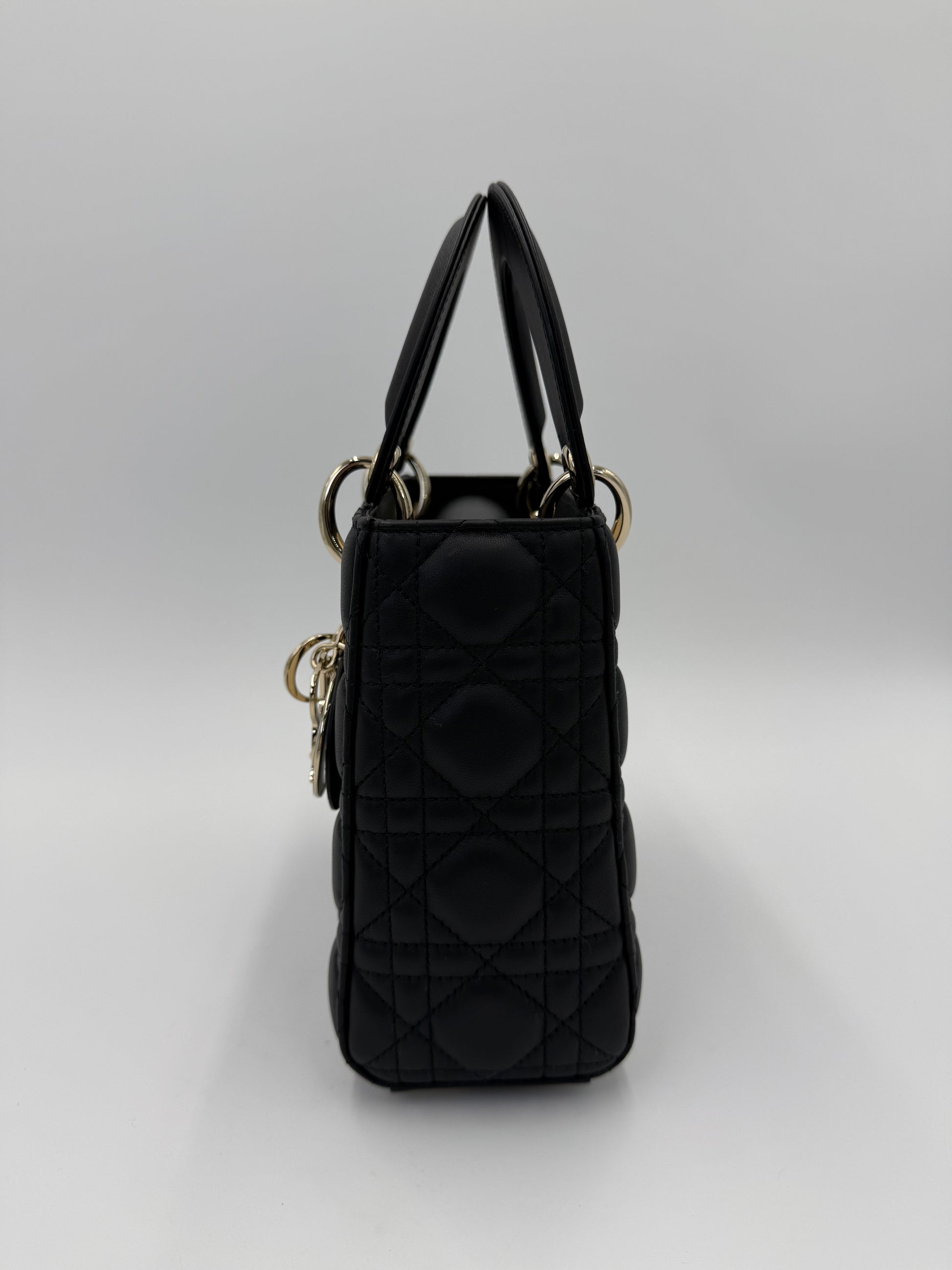 Dior Borsa Lady Dior Media in Pelle Cannage Nera - Pally Vintage Closet