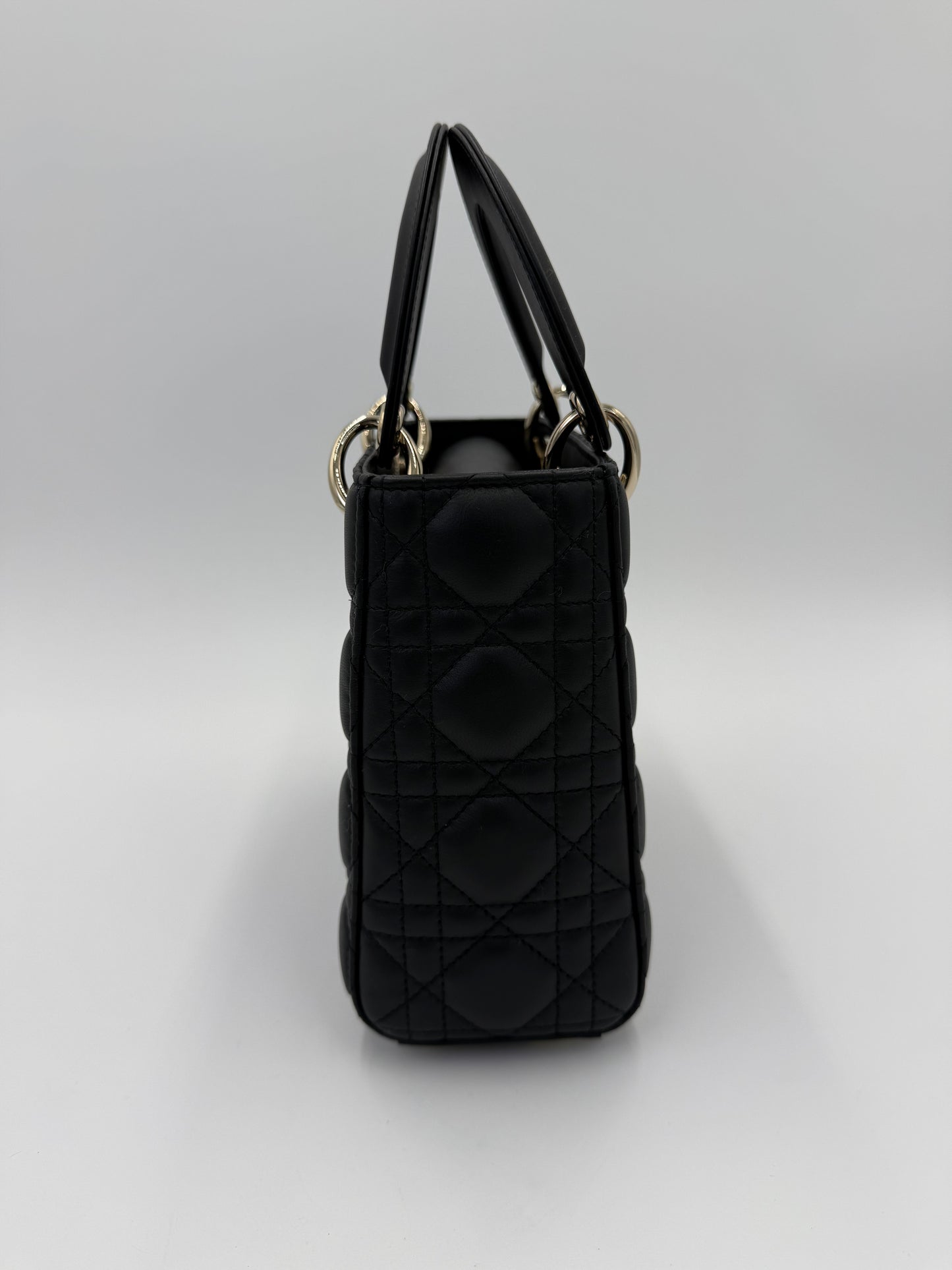 Dior Borsa Lady Dior Media in Pelle Cannage Nera - Pally Vintage Closet