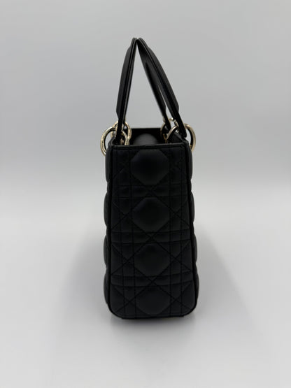 Dior Borsa Lady Dior Media in Pelle Cannage Nera - Pally Vintage Closet