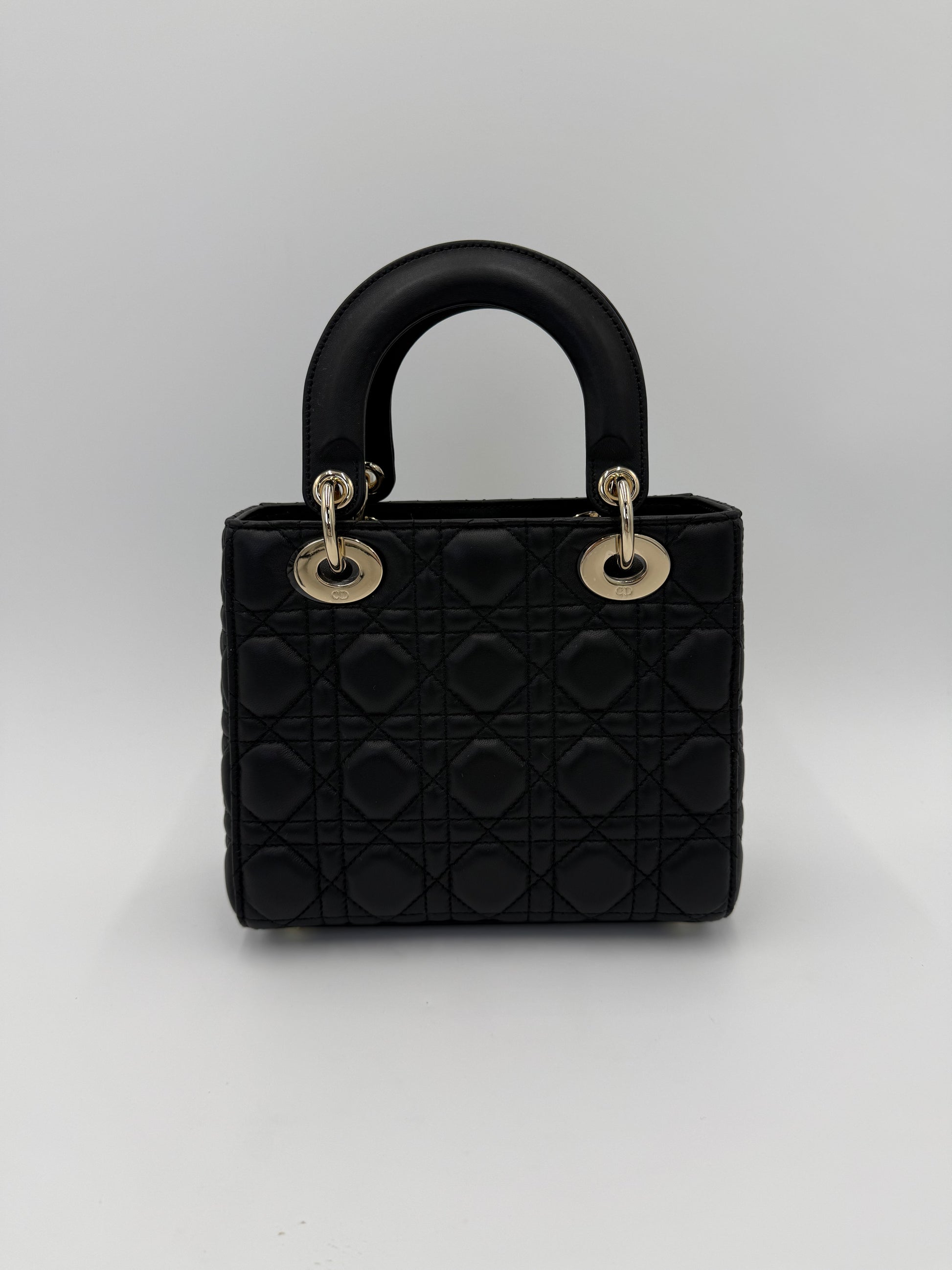 Dior Borsa Lady Dior Media in Pelle Cannage Nera - Pally Vintage Closet