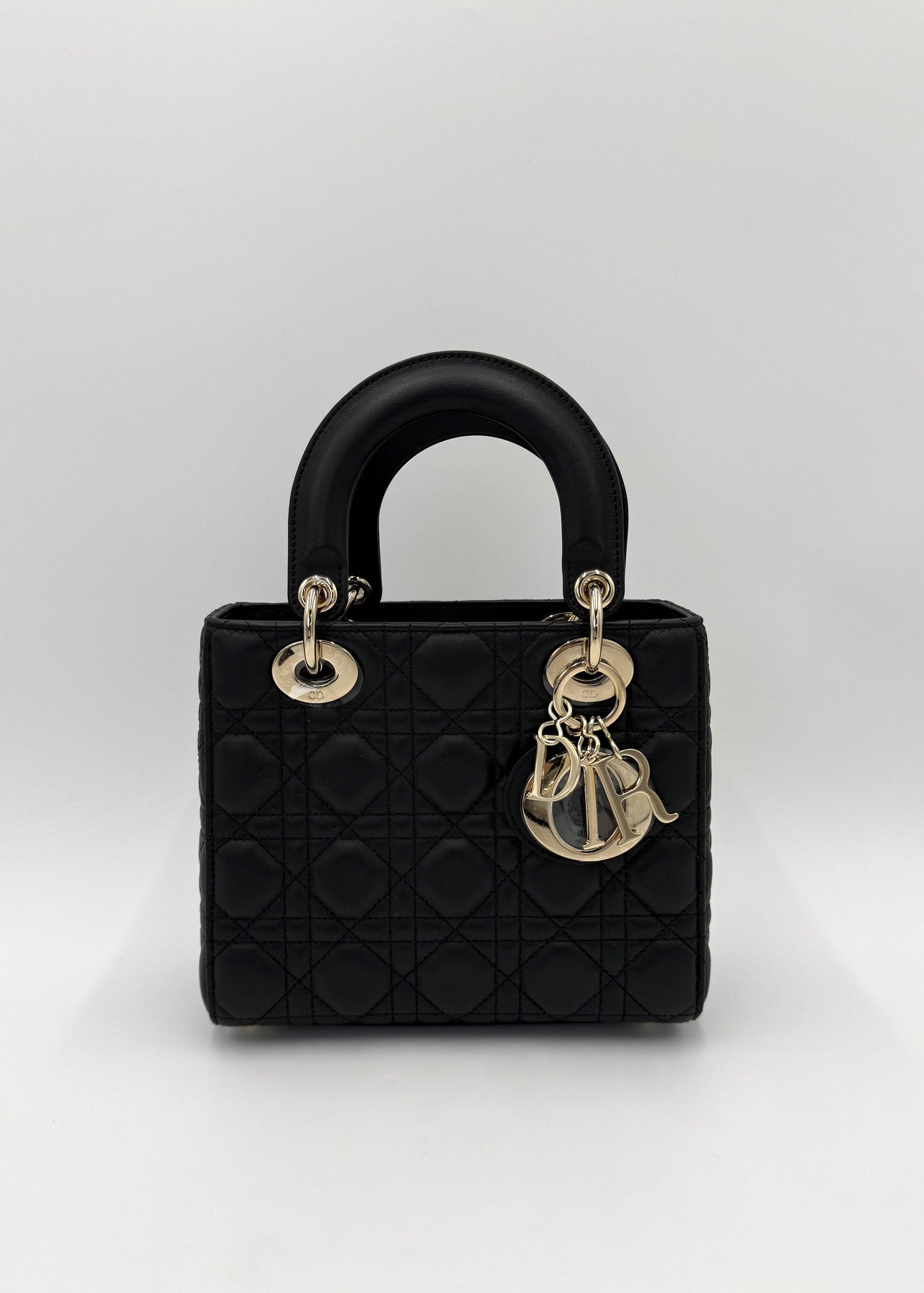 Dior Borsa Lady Dior Media in Pelle Cannage Nera - Pally Vintage Closet