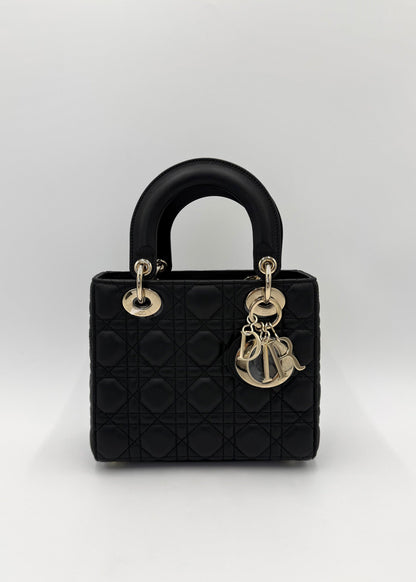 Dior Borsa Lady Dior Media in Pelle Cannage Nera - Pally Vintage Closet