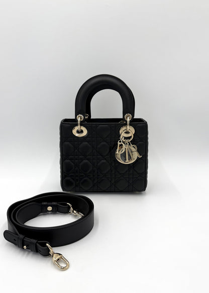 Dior Borsa Lady Dior Media in Pelle Cannage Nera - Pally Vintage Closet