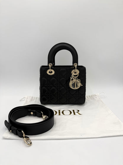 Dior Borsa Lady Dior Media in Pelle Cannage Nera - Pally Vintage Closet