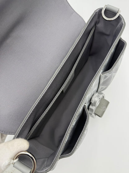 Dior CD Diamond Messenger Bag in Gray Canvas and Leather