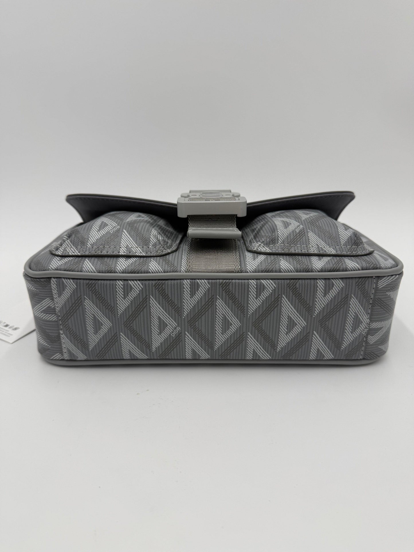 Dior CD Diamond Messenger Bag in Gray Canvas and Leather