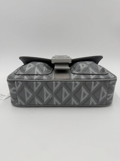 Dior CD Diamond Messenger Bag in Gray Canvas and Leather