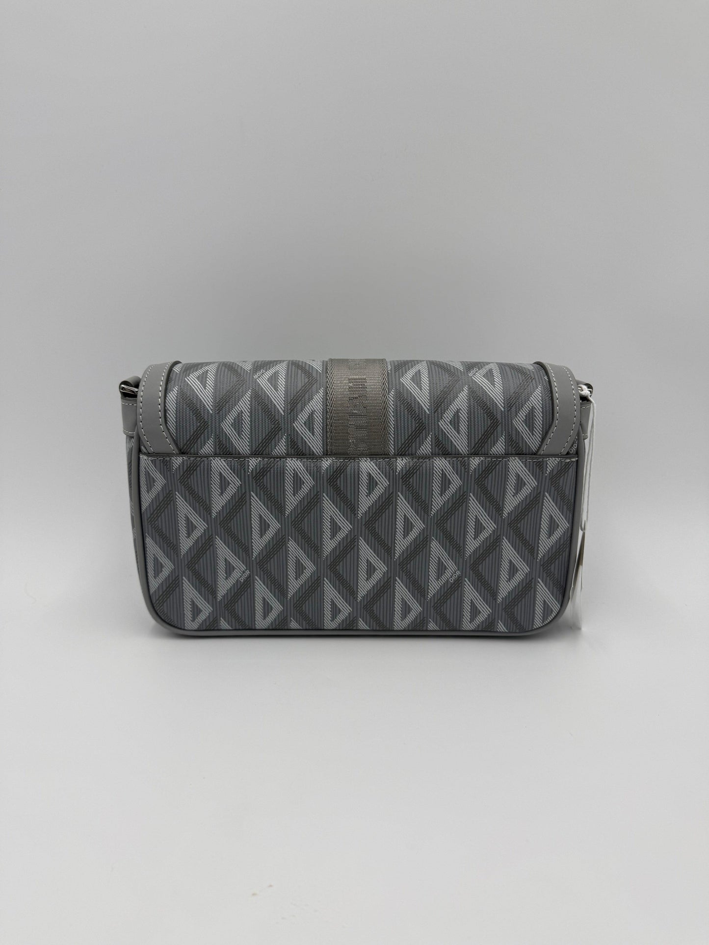 Dior CD Diamond Messenger Bag in Gray Canvas and Leather