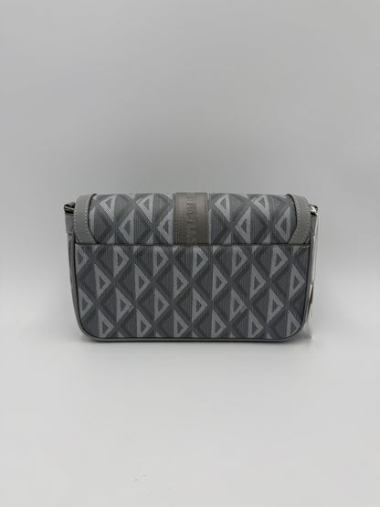 Dior CD Diamond Messenger Bag in Gray Canvas and Leather