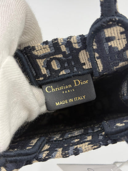 Dior Blue Oblique Canvas Mini Book Tote Vertical Bag