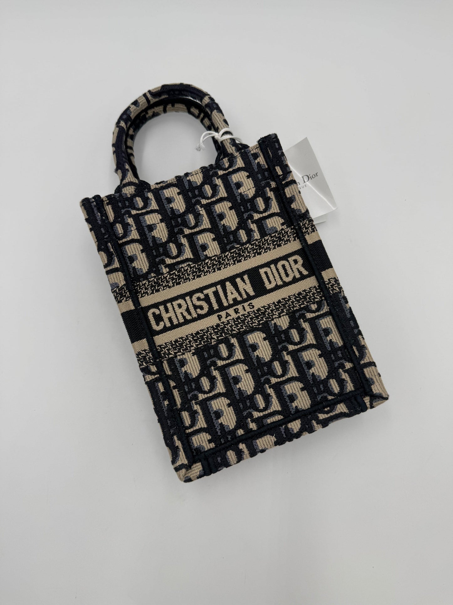 Dior Blue Oblique Canvas Mini Book Tote Vertical Bag