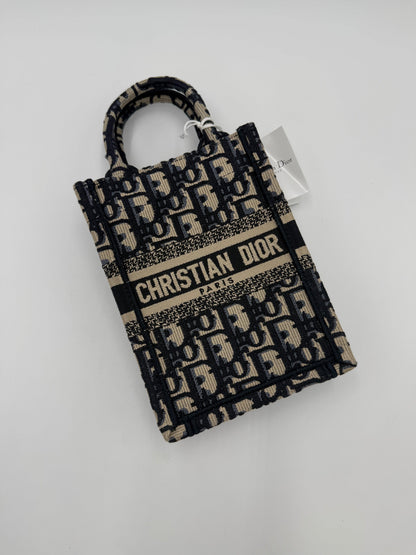 Dior Blue Oblique Canvas Mini Book Tote Vertical Bag