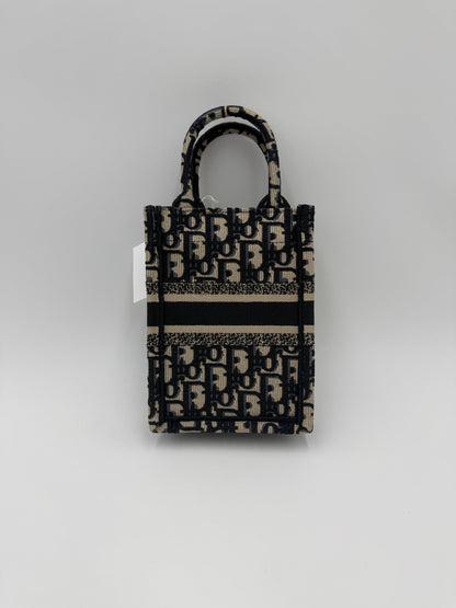 Dior Blue Oblique Canvas Mini Book Tote Vertical Bag