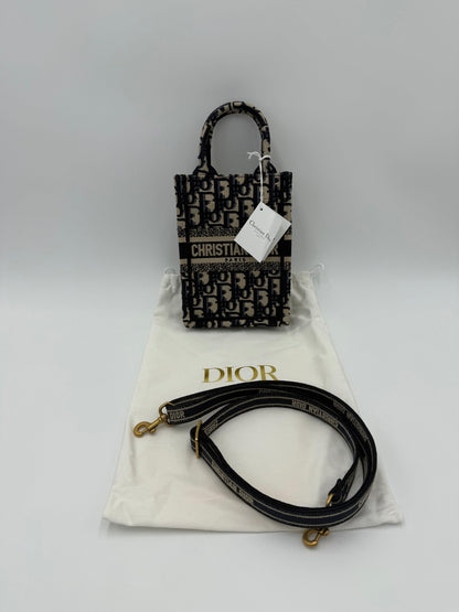Dior Blue Oblique Canvas Mini Book Tote Vertical Bag