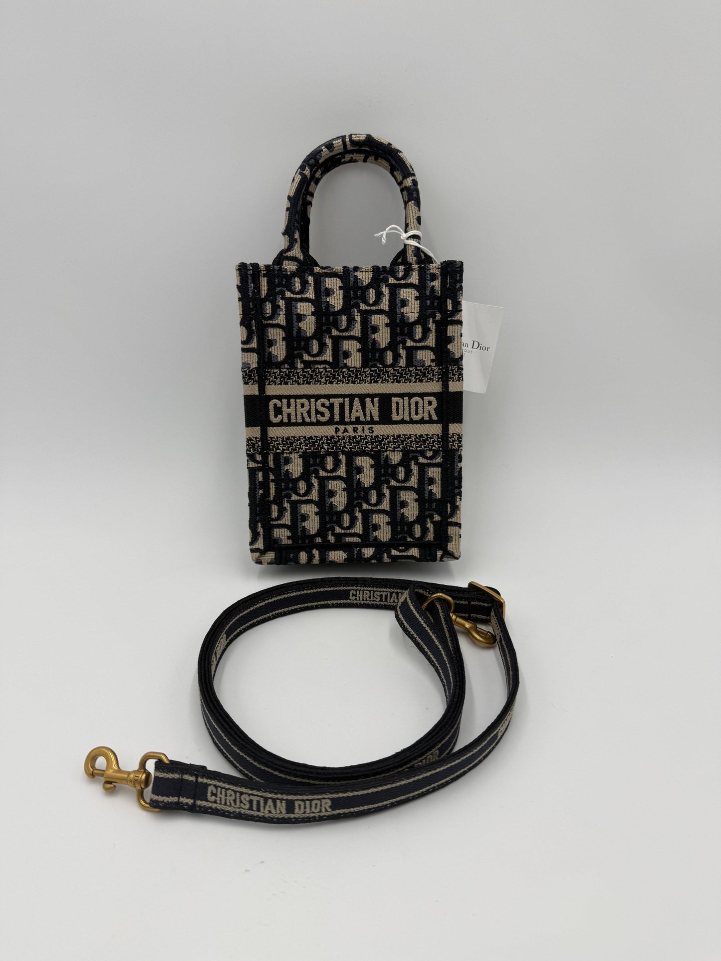 Dior Blue Oblique Canvas Mini Book Tote Vertical Bag