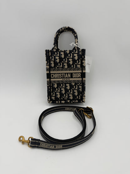Dior Blue Oblique Canvas Mini Book Tote Vertical Bag