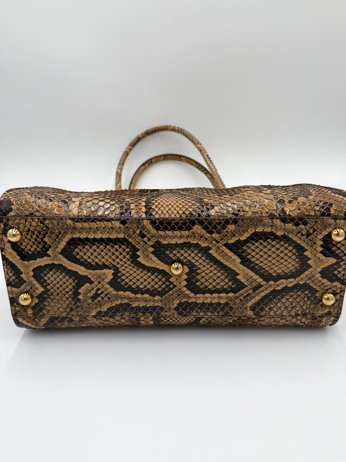 Dolce e Gabbana Borsa a Mano in Pelle di Pitone Marrone - Pally Vintage Closet