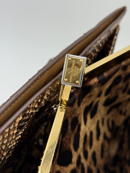 Dolce e Gabbana Borsa a Mano in Pelle di Pitone Marrone - Pally Vintage Closet