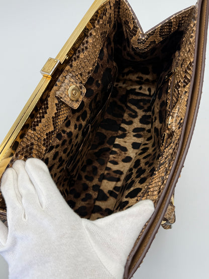 Dolce e Gabbana Borsa a Mano in Pelle di Pitone Marrone - Pally Vintage Closet