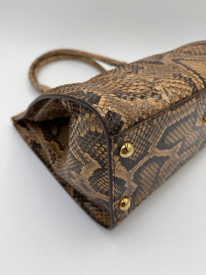 Dolce e Gabbana Borsa a Mano in Pelle di Pitone Marrone - Pally Vintage Closet