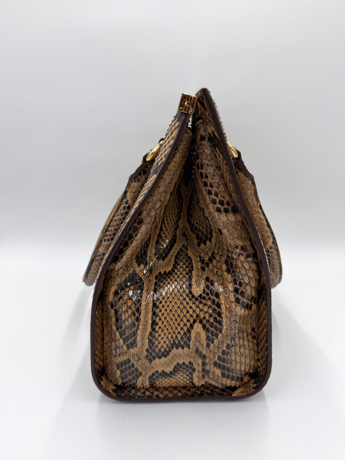 Dolce e Gabbana Borsa a Mano in Pelle di Pitone Marrone - Pally Vintage Closet