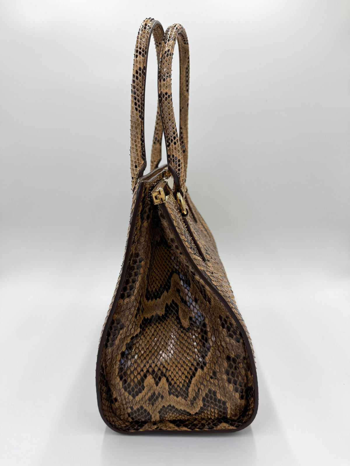 Dolce e Gabbana Borsa a Mano in Pelle di Pitone Marrone - Pally Vintage Closet