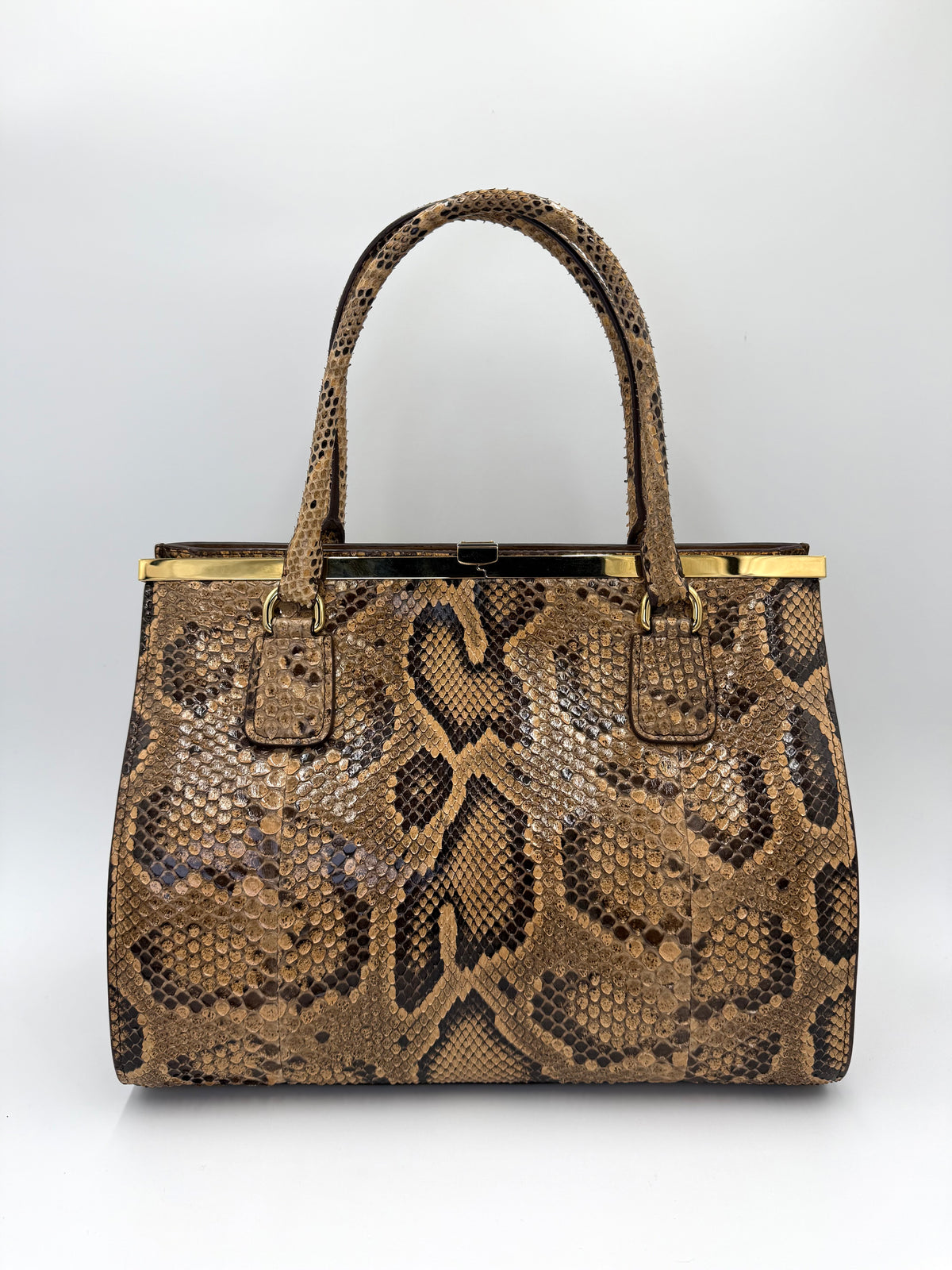 Dolce e Gabbana Borsa a Mano in Pelle di Pitone Marrone - Pally Vintage Closet