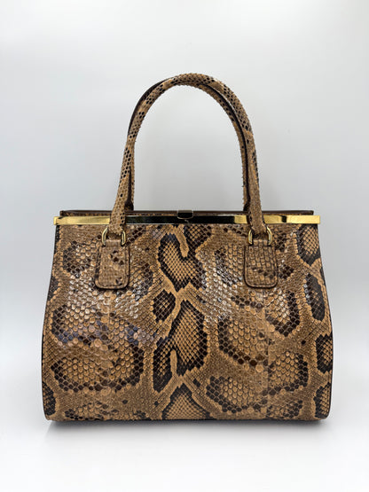 Dolce e Gabbana Borsa a Mano in Pelle di Pitone Marrone - Pally Vintage Closet
