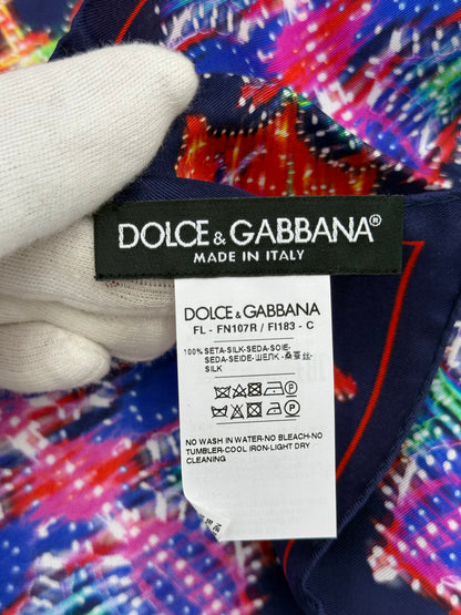 Dolce e Gabbana Foulard in Seta Edizione Limitata Luminarie Siciliane Blu - Pally Vintage Closet
