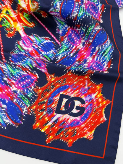 Dolce e Gabbana Foulard in Seta Edizione Limitata Luminarie Siciliane Blu - Pally Vintage Closet