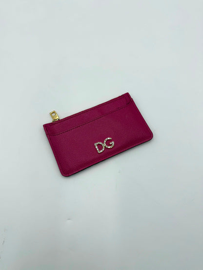 Dolce-e-Gabbana-Portacarte-Crystal-DG-Logo-con-Zip-Fucsia-70568252801348 - Pally Vintage Closet
