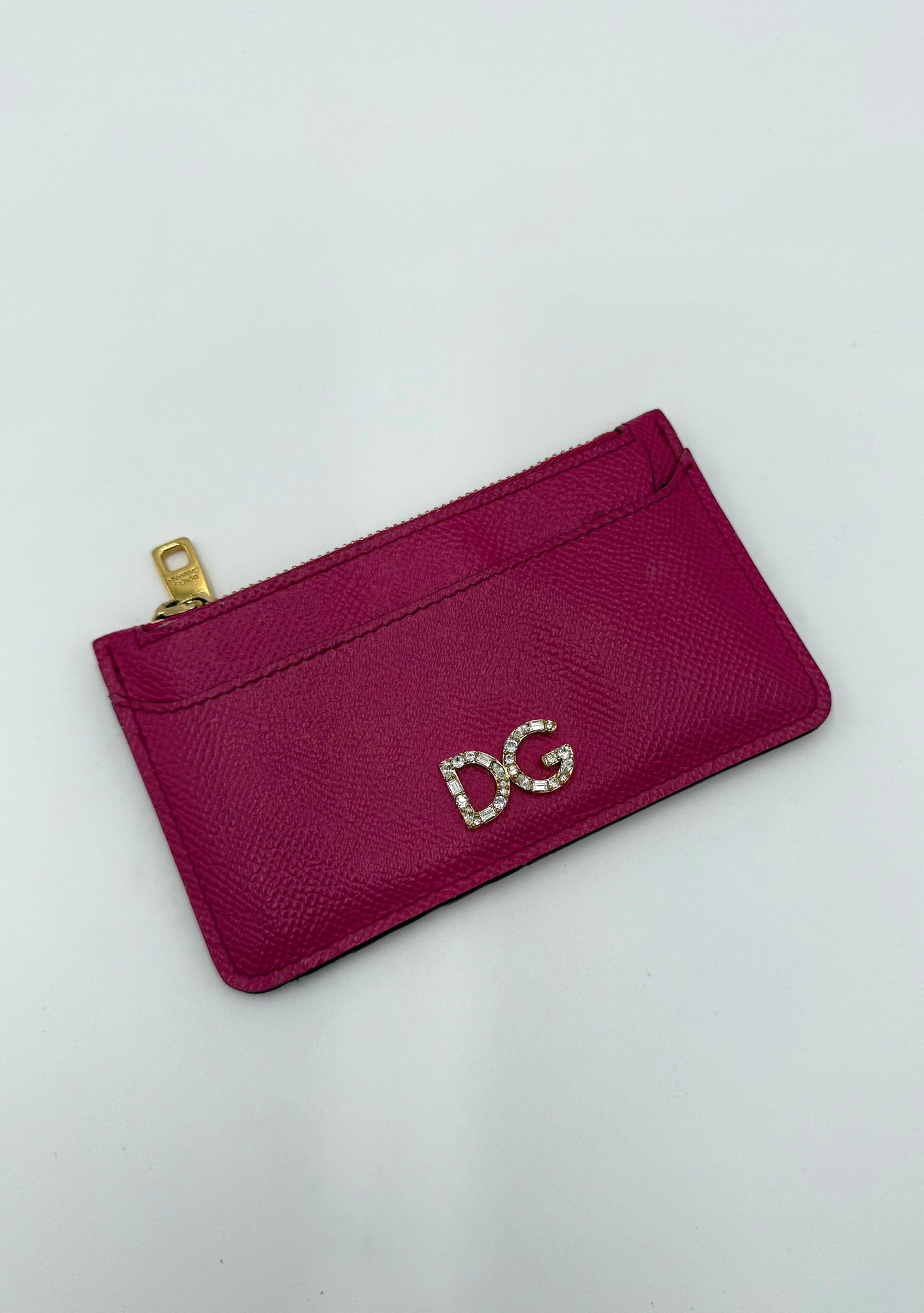 Dolce-e-Gabbana-Portacarte-Crystal-DG-Logo-con-Zip-Fucsia-70568252899652 - Pally Vintage Closet