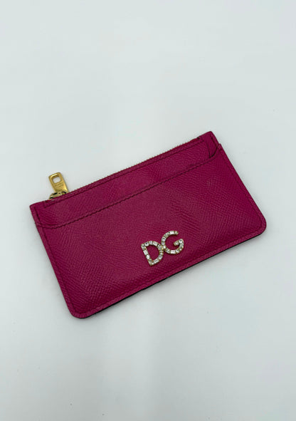 Dolce-e-Gabbana-Portacarte-Crystal-DG-Logo-con-Zip-Fucsia-70568252899652 - Pally Vintage Closet