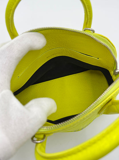 Balenciaga Ville Top Handle Bag Special Edition Gothic Logo Mini Neon Yellow