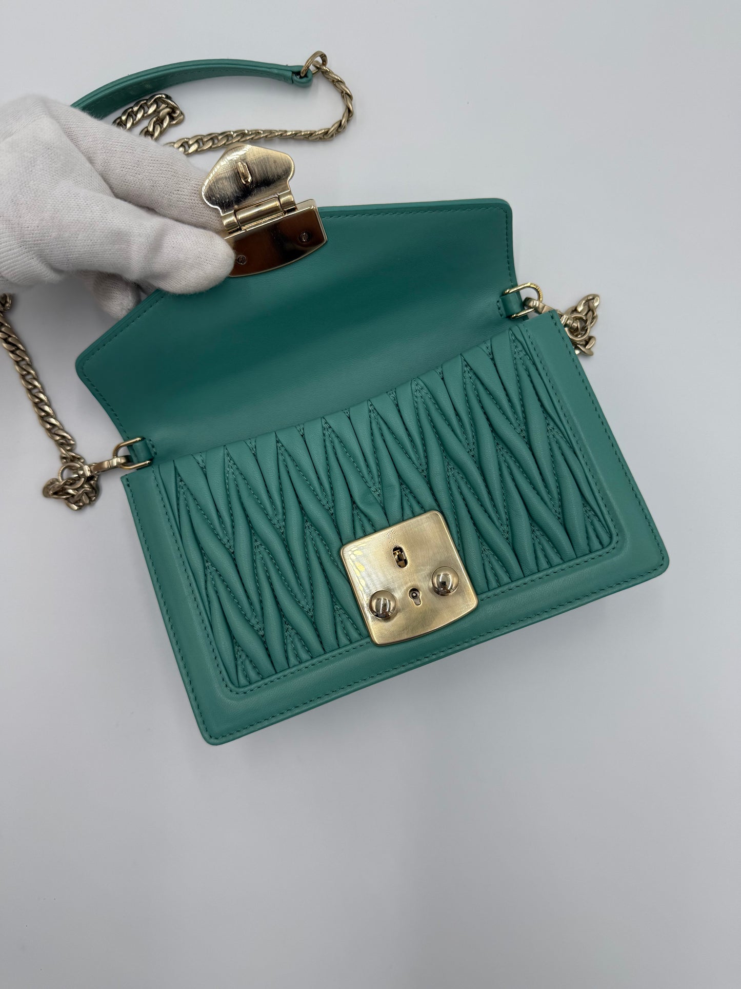 Miu Miu Borsa Confidential Matelassé Verde Giada