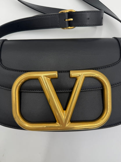 Valentino Garavan Borsa a Tracolla Supervee con VLogo in Pelle Nera