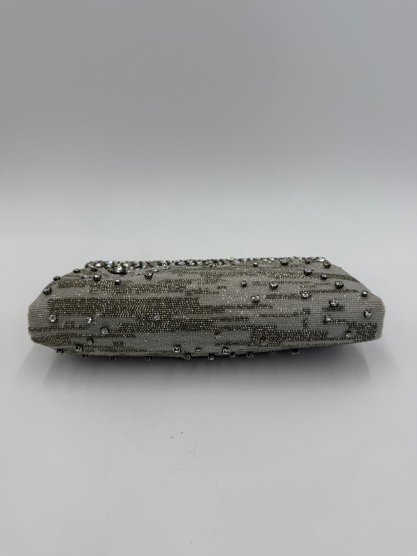 Valentino Garavani Clutch Gioiello da Sera Vintage con Perline Argento