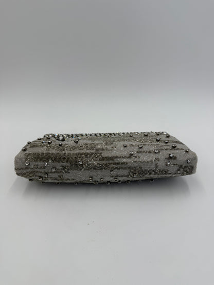 Valentino Garavani Clutch Gioiello da Sera Vintage con Perline Argento