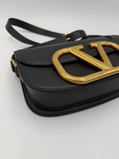 Valentino Garavan Borsa a Tracolla Supervee con VLogo in Pelle Nera