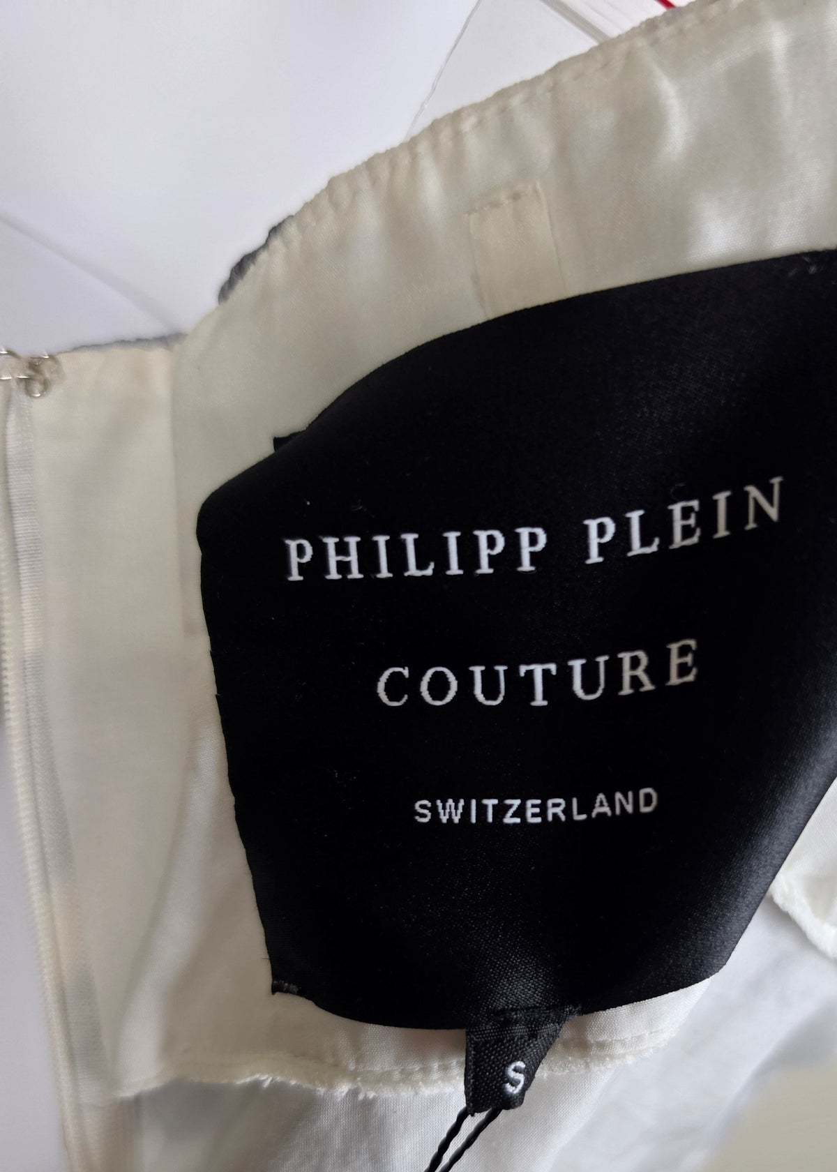 Philipp Plein Abito Lungo Rock Goddess in Seta con Corpetto di Cristalli Bianco e Grigio