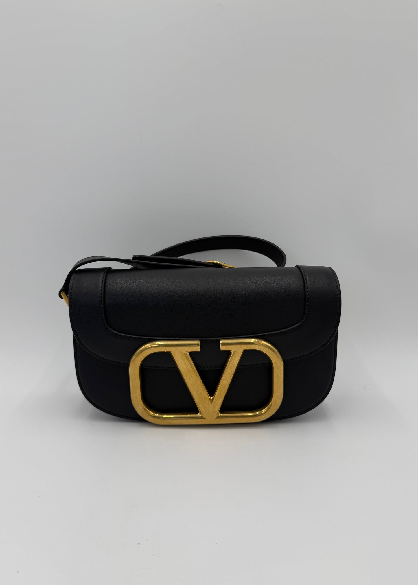 Valentino Garavan Borsa a Tracolla Supervee con VLogo in Pelle Nera