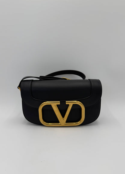 Valentino Garavan Borsa a Tracolla Supervee con VLogo in Pelle Nera