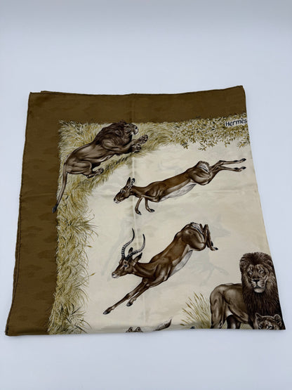 Hermès Foulard Vintage Kenya Seta Jacquard Cachi - Pally Vintage Closet