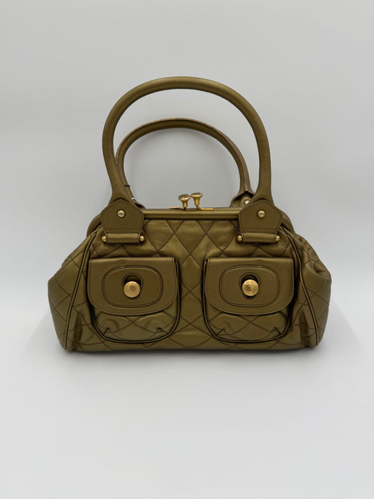Bally Borsa Vintage in Pelle Trapuntata Verde Oliva