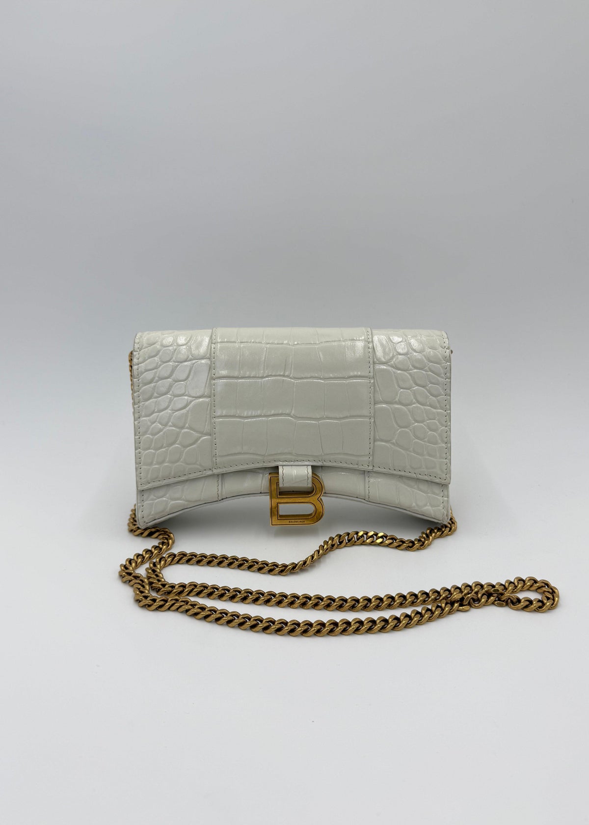 Balenciaga Borsa Hourglass Wallet on Chain Monogramma BB Bianca Panna