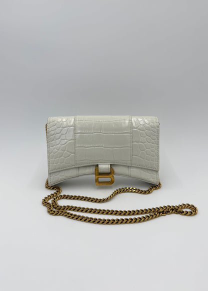 Balenciaga Borsa Hourglass Wallet on Chain Monogramma BB Bianca Panna