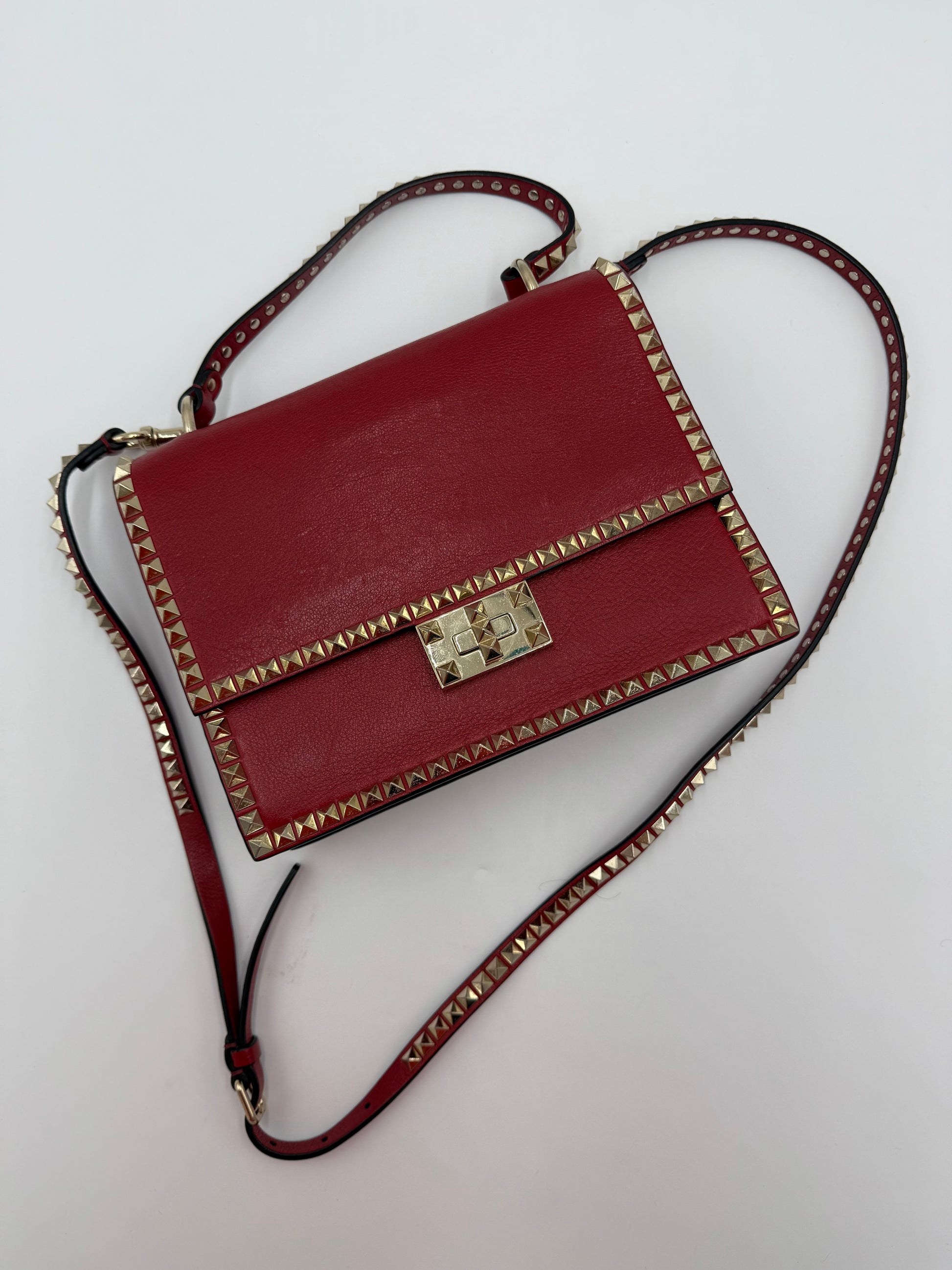 Valentino Garavani Borsa a Tracolla Rockstud in Pelle Rossa - Pally Vintage Closet