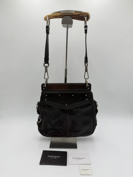 Saint Laurent Borsa Mombasa in Pelle Marrone Scuro