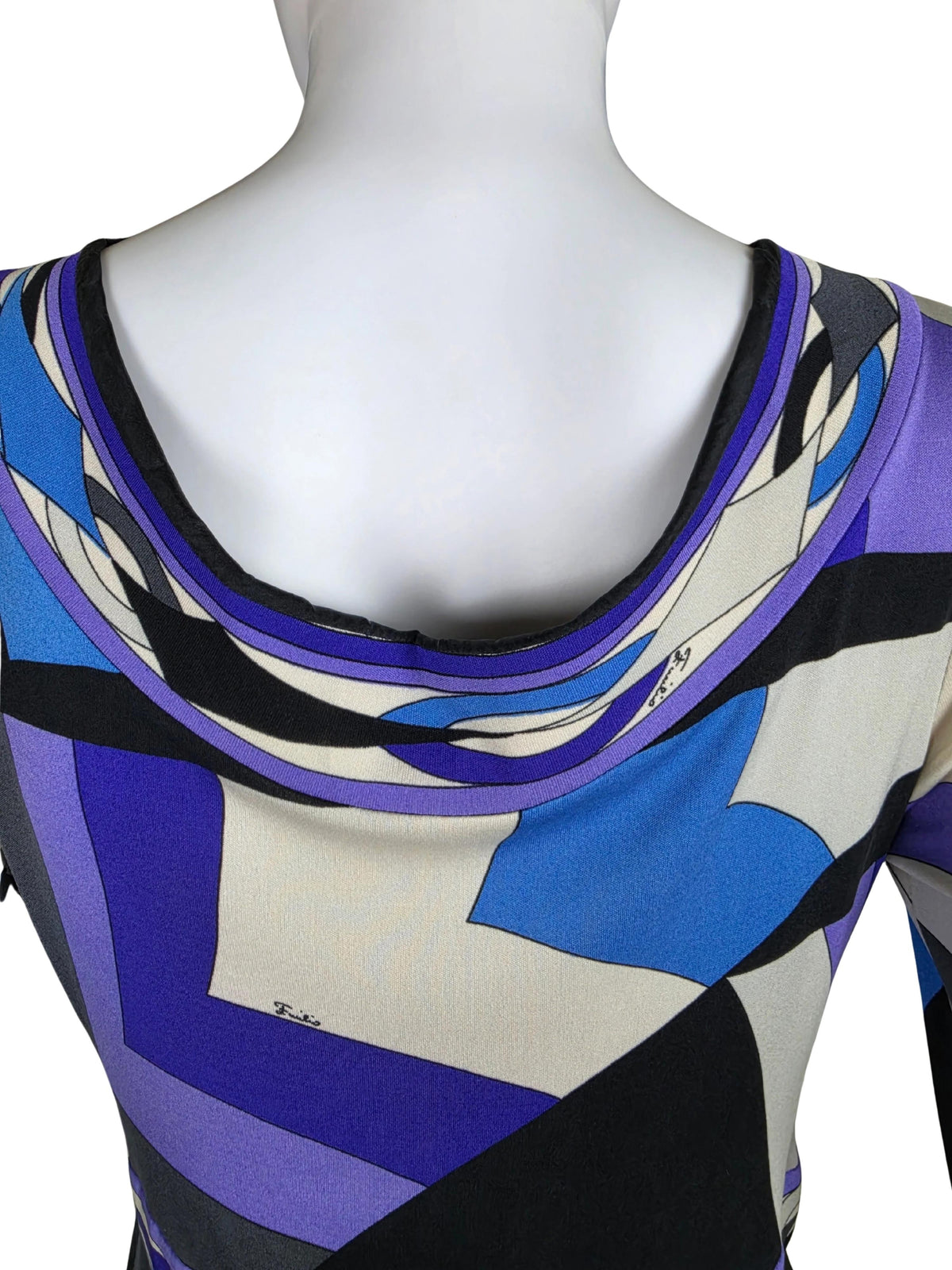 Emilio Pucci Abito Lungo Vintage in Seta Stampa Geometrica d'Archivio - Pally Vintage Closet